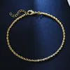 Cavigliere Bracciale da donna classico con catena a torsione sottile color argento/oro 2 mm di larghezza Regalo per gioielli alla caviglia