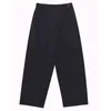 [EAM] Hoge elastische taille zwart korte geplooide lange broek losse pasvorm broek vrouwen mode lente herfst 1S430 211115