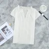 Women's T-Shirt White Office Shirts For Ladies 2021 Summer Fashion Loose Halter Lace Hollow Sleeve Casual Shirt Top Blouse