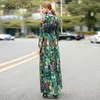 Fashion Designer dress Spring Autumn Women Dress Long sleeve Rainforest Floral-Print Maxi Dresses 210524