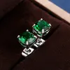 Square Crystal Earrings Green Cubic Zircon Diamond Stud Earrings for Women Valentine's Gift Fashion Jewelry Will and Sandy