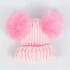 Accessori per bambini Berretto Colori puri Bambino Bambini Ragazza Ragazzo Neonato Inverno Caldo Cappello lavorato a maglia all'uncinetto Berretto con palline di pelo