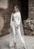 2021 Jumpsuit Wedding Dresses Bridal Gowns Ankle Length Long Sleeve Ivory Satin Bride Pant Suit Vestidos De Novia