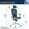 Amerikaanse voorraad Commerciële meubels Techni Mobili High Back Executive Mesh Bureaustoel met armen, hoofdsteun en lumbale ondersteuning, blauwe A12