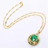 Jade Pendant Necklace for Men Fashion Aventurine Green Chalcedony Agate Coiling Dragon and Phoenix Gold Pendants Safe Buckle