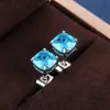 Crystal Earrings Green Cubic Zircon Diamond Stud Earrings for Women Valentine's Gift Fashion Jewelry Will and Sandy