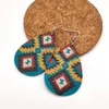 Dangle ljuskrona geometriska zigzag mönster UV print PU läder teardrop aztec örhängen för kvinnor mode etniska smycken bijoux gåvor hel
