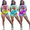 Designer Femmes Tenues Survêtements D'été Lip Tie Dye T Petit Haut + Pantalon 2 Pièces Ensemble Plus La Taille Dames Survêtements Vêtements C130