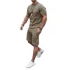 Мужские спортивные костюмы Qnpqyx Летние комплекты футболок и брюк в стиле хип-хоп из 2 предметов с короткими рукавами + шорты из двух частей Спортивный повседневный костюм оптом