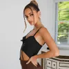 Lace Up Front Summer Black Camis pour les femmes Slim High Street Bandage Crop Top party club Femme Mode Tops Blouse Y2K 210415