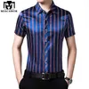 Sommar Kortärmad tröja Män Casual Mäns Slim Fit Fashion Striped Dress Camiseta Masculina Kläder C656 210809