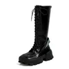 Stivali invernali Scarpe Donna Calda moto in vera pelle per ragazze Cross Tied Night Club Donna 210528