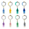 Keychains Silicone Beads Bracelet 3 Layers Fringe Cotton Tassel Wrist Key Chain Daily Gift Bangle Ring Bag Accessory Wholesale Miri22