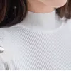 Coreano bianco dolcevita sottile donna maglioni autunno casual manica lunga femminile elasticità pullover maglione 5041 60 210417