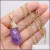 Pendants Colliers pendants en pierre naturelle Amethystes Collier Crystal Brésil Druzy Irregar Lavender Quartz Chakra Reiki Ore Jewelry Drop Del