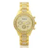 Mode Horloges Dames Diamond Gold Silver Rose Alloy Rhinestone Steel Watchbands met Kalender Datum Dames Jurk Horloges