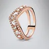 18k Rose Gold Authentic 925 Sterling Silver CZ Anel de diamante com caixa original para Anéis de Casamento Pandora Conjunto Jóias de Noivado CD8006