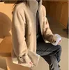 Winter Women's Imitation Mink Fur Coat Stylish Mid-Length Loose Outwear Drawstring Waist Large Size Thick Warm Jacket C-174 211019