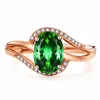 Womens Rings Crystal Ring emerald ring plated 18K Rose Gold Green Lady Cluster styles Band