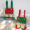 Décorations de Noël Elf Pantalon Bonbons Sac Cadeau Avec Jupe Verte Et Stock Rayé Petit Pour Enfant Pour La Fête Su