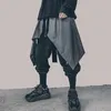11 BYBB'nin Karanlık Düzensiz Hip Hop Erkekler Harem Etek Pantolon Harajuku Ayarlanabilir Streetwear Siyah Pileli Önlük Gotik Jogger Pantolon 210709