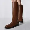 Knee High Boots Women Shoes Natural Genuine Leather Platform Riding Zipper Ladies Long Autumn Beige Black 40 210910