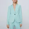 Heydress mulheres outono sólido elegante blazer terno ol único botão azul calças azuis terno fêmea fêmea fêmea escritório ternos trabalhadores elegantes ternos 211007