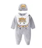 Brand 3 PCS Set Hat Bib Jumpsuit Kids Rompers Girls Boys Letter Newborn Baby Clothes Toddler bodysuit