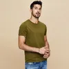 Kuegou Men's半袖Tシャツファッションラウンドラウンドカラー純粋な色のレンダリングアッパーガーメントさまざまな色TシャツST-601 210524