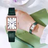2021 Rectangle Women Watches Elegant Ladies Quartz Wristwatches Luxury Brand Green Female Leather Clock Montre Femme
