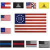 Dont Tread på mig Flagga 90 * 150 cm Gadsden Banner Flaggor Blå Röd Linje Flagga Gula Snake Banners Trump USA Flaggor Heminredning Ocean ShippingZC312