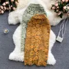 Women Yellow/Green Lace Embroidered Skirt Autumn Vintage High Waist Pencil Faldas Female Flower Sexy Skrits Saias New Fashion 2022