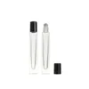 NEWnew 10 ml vide stylo carré en verre transparent rouleau sur bouteille avec bouchon en or en acier inoxydable roller ball pour parfum d'huile essentielle LLF12862