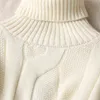 Welked Winter Pullover Frauen England Büro Dame Mode Vintage Twisted Blume Lose Rollkragenpullover Frauen Pullover Tops Y1110