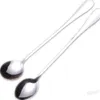 Rostfritt stål Tea Spoons Långt handtag Kaffe Mjölk Rörning Scoop Ice Cream Cake Dessert Sked Bar Verktyg Round Scoops BH4525 WLY