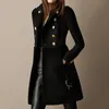 Women's Wool & Blends Women Autumn Winter Long Jacket Coat Black Double Breasted Belt Slim Fit Fleece Plus Size Ladies Trench Coats Elegant