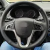 Black Stuuring Wheel Cover Artificial Lederen Hand-gestikt voor Hyundai Solaris Verna I20 Accent