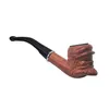 Madeira clássica feita fumar tubo barbudo homem velho com alça longa e boca plana erva seca do tabaco queimador214y