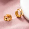 European and American personality spiral slub huggie earrings cold wind female fashion brass gold-plated white fungus jewelry236M