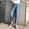 High Waist Jeans Woman Plus Size Boyfriend Jeans Streetwear Elastic Waist Vintage Washed Loose Cotton Denim Trouser 10424 210527