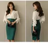 Qooth Green Velvet Slimming Skirt Women's Spring Autumn High Waist Split Korean Style All-Match Thin Skirt Elegant Sweet QT567 210518