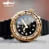 Heimdallr Bronze Tuna Automatic Watch Mécanique NH35A Sapphire Crystal Diver Watches 200m C3 Super Lumineux Gold Wristwatch Wristwatch 241k