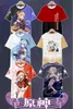 Games Genshin Impact Anime Korte Mouw T-shirt Klee Keqing Ganyu Paimon Mandrill Manyo Unisex Cos Pain Clothes Y0901