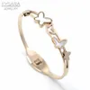 Fysara Brand Shell Jewelry Lover Butterfly Bracelets & Bangles for Women Rose Gold Color Charms Bracelet Lover Wedding Party Q0717