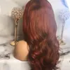 Donkere Auburn Chocoladebruine Wig WAVY HD Transprrent 360 Lace frontale menselijk haarpruiken Peruaanse remy vooraf geplukte bleekknopen voor vrouwen