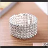 Bracelets Drop dostawa 2021 Wysokiej jakości 5 -rzędowa szeroka mankiet mankiet Bransoletka Bransoletka Big Crystal Rhinestone Stretch Breakband Fashion Żyd