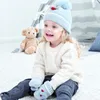 Novo inverno quente bebê desenhos animados avião de malha chapéu mitene conjunto criança bebês lã bola chapéus beanie luvas kids chapéu + luvas 2pcs / set