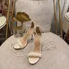 Najnowszy styl ręczniektyteczne sandały na wysokim obcasie Wysokiej jakości prawdziwe skórzane sukienki buty modne koronkowe szpilki codzienne imprezę1916078
