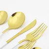 Pink Gold Cutlery Set Stainless Steel Dinnerware 24Pcs Knives Forks Coffee Spoons Flatware Kitchen Dinner Tableware 211023248V