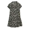 Daisy Mini Dress for women Summer vintage flower V neck polyester Laides Sexy print In Fashion Dresses 210602
